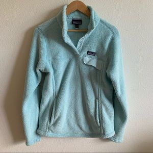 New Patagonia Re-Tool Fleece Snap T Pullover Sweater Medium Minty Blue